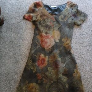 Vintage voile rose print dress